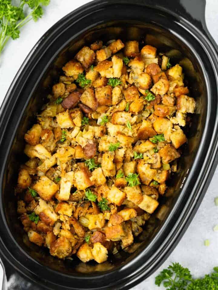 Stuffing in a slow cooker, finished.